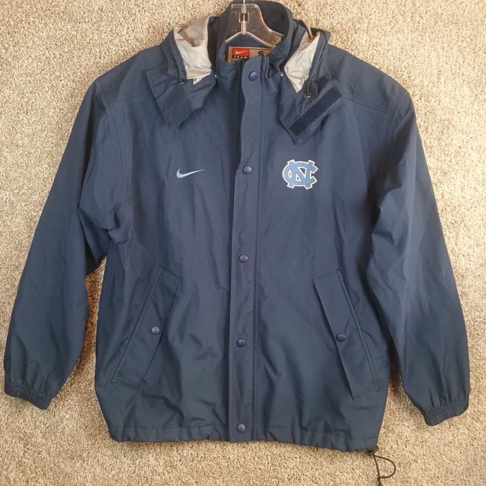 Nike Team UNC North Carolina Tar Heels Navy Blue Hooded Windbreaker Jacket Small